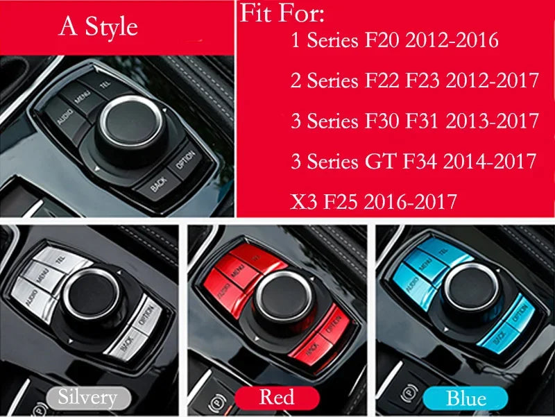 For BMW 1 2 3 4 5 6 7 Series X1 X3 X4 X5 X6 F10 F30 F15 F16 5pcs Aluminium Alloy iDrive Center Multimedia Buttons Cover Trim