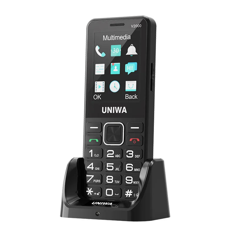 UNIWA V2000 Global 4G Network 2.4 Inch IPS Display SOS Button Elderly Cell Phone With 1700mAh Battery Support one click dialing