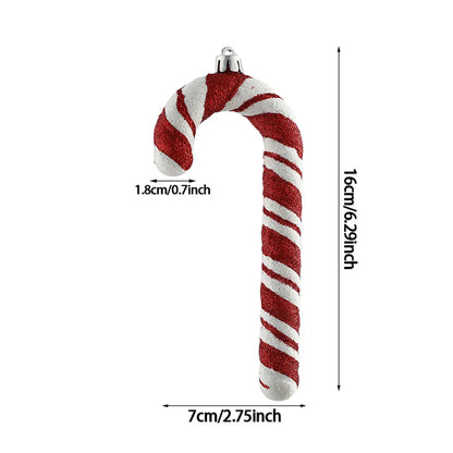 1Pcs 16CM Christmas Candy Pendant Red White PVC Painted Lollipop Cane Christmas Tree Decoration Christmas Home Decor Kids Gifts