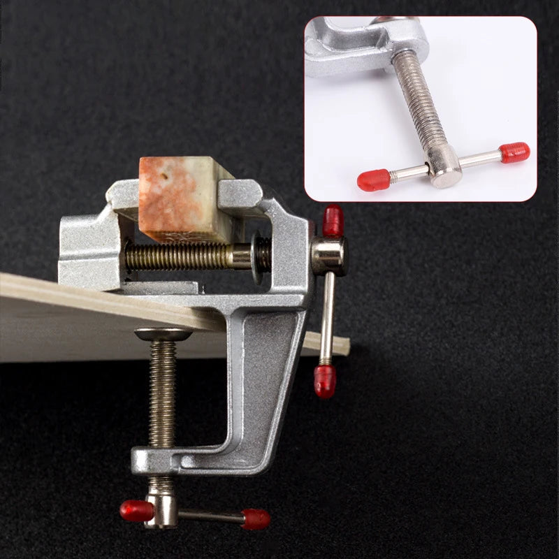 Mini Bench Vise Muliti-Funcational 3.5&quot Aluminum Miniature Small Jewelers ,Hobby Clamp On Table Flat Pliers Tool Vice