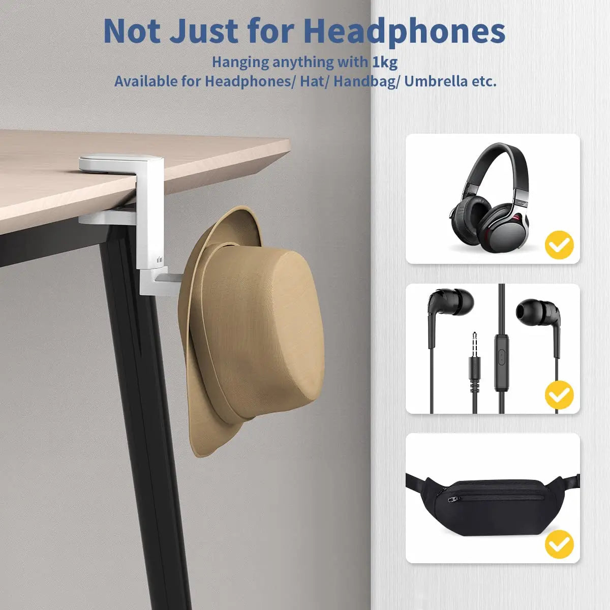 360° Rotating Headphone Stand Aluminum Support Headset Stand  PC Gaming Headset Stand  Desk Hanger Hook For Earphone Controller