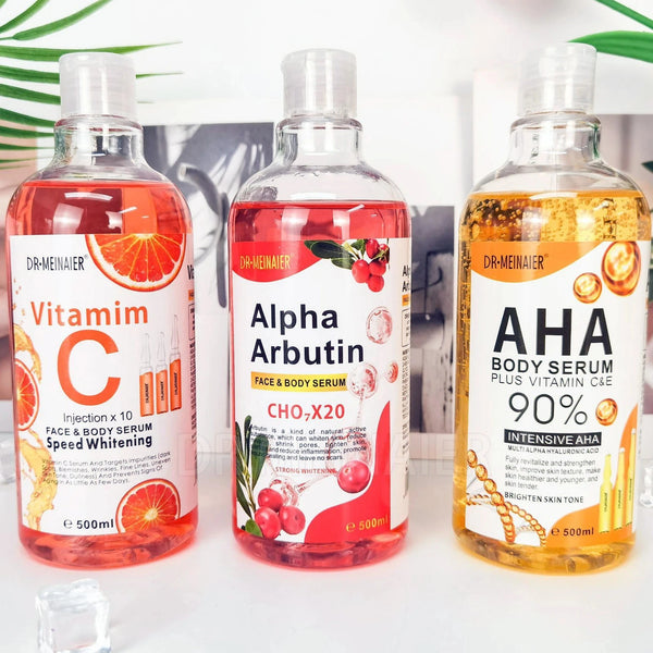 500ML Vitamina C AHA HYALURONIC& NICOTINAMIDE Siero Viso Macchie Gomma Correttore Sbiancante Idratante Schiarente Crema Corpo