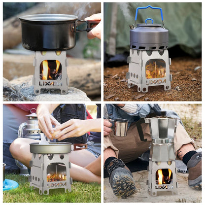 Lixada Titanium/Stainless steel Outdoor Camping Stove Portable Ultralight Folding Wood Stove Pocket Stove Camping Fishing Hiking