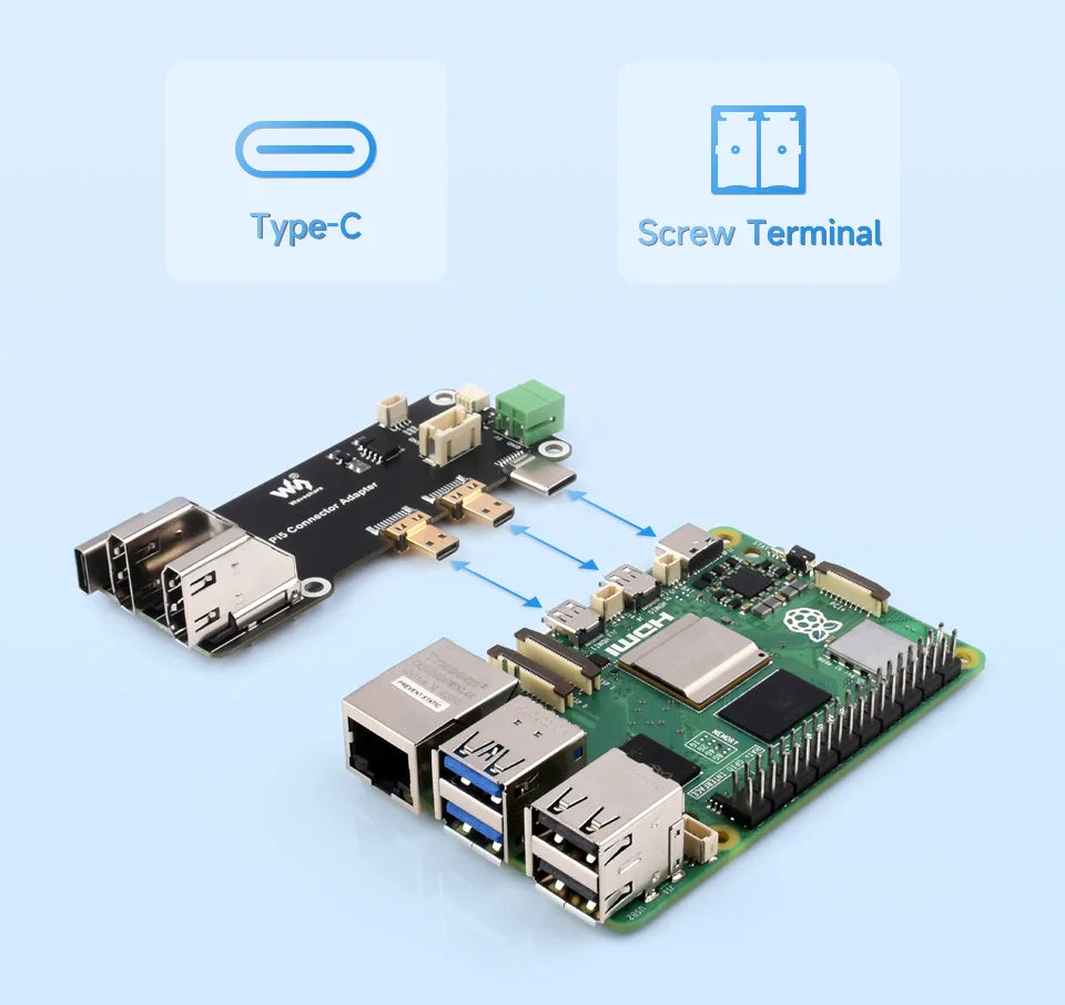 Waveshare Multi-functional All-in-one Mini-Computer Kit Designed for Raspberry Pi 5, Aluminum Alloy Case Option for PCIe adapter