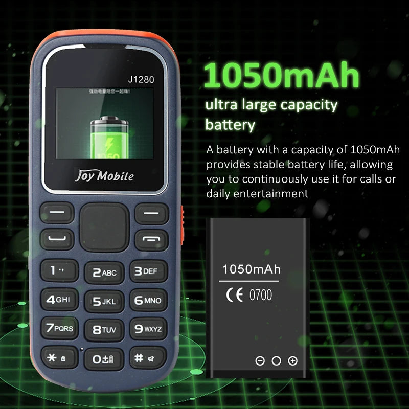 MKTEL  J1280 Feature Phone Strong Torch 1.44" Display Dual SIM Dual Standby MP3 MP4 Radio Bluetooth GPRS 600mAh Battery