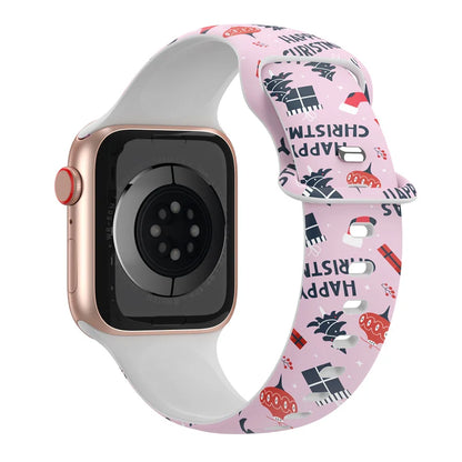 Christmas Bands For Apple Watch strap 44mm Ultra 2 49mm 40mm women Printed silicone bracelet iWatch Series 9 8 7 6 5 SE 41/45mm