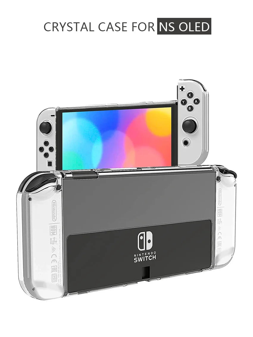 DATA FROG Crystal Shell Protective Case Cover tible-Nintendo Switch OLED Console Protective Case Game Console Accessories