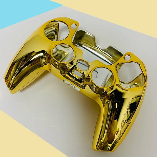 Controller Shell Chrome Golden Glossy Decorative Trim Cover Compatible For PS5, DIY Replacement ABS Case