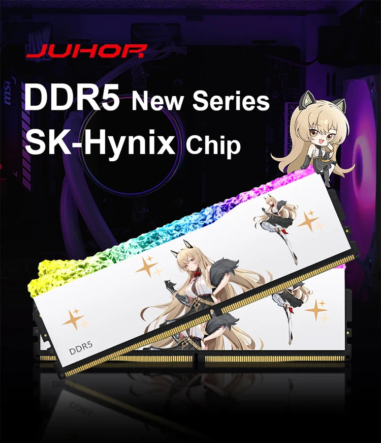 JUHOR Memoria Ram RGB DDR5 16GB 6400MHz  6800MHz 16GBx2pcs  UDIMM Desktop UDIMMRAM PC Computer Memory Hynix Chip