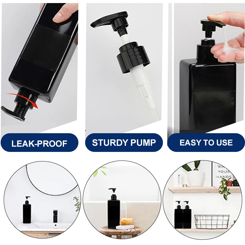 500ml Square Soap Dispenser Bottle With Rack Refillable Shampoo Container Holder Wall Mount Hanger Bathroom Kitchen Accessories