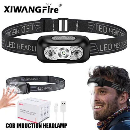 Pack 1-10 Rechargeable Sensor Headlamp LED Headlight Torch Waterproof Work Light Outdoor Camping Search Light Fishing Head Light