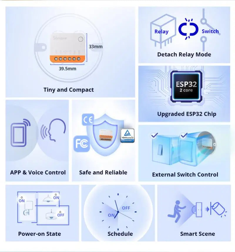 SONOFF MINI R4 Wifi Switch Module Smart 2 Way Switch Works With R5 S-MATE Smart Home Voice Control Alexa Google Home Ewelink 