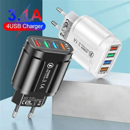 3.1A 4-port USB Charger Fast Charger Mobile Phone Charger For Samsung iPhone Xiaomi Oppo Huawei Qucik Charger Power Adapter