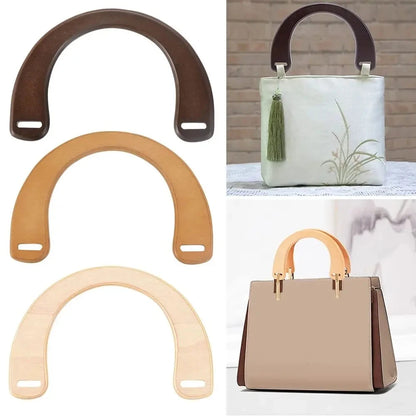 Detachable U-shaped Wooden Handles Shoulder Bag Strap Handbag Gift Box Replacement Handles 18.5cm DIY Purse Luggage Accessories