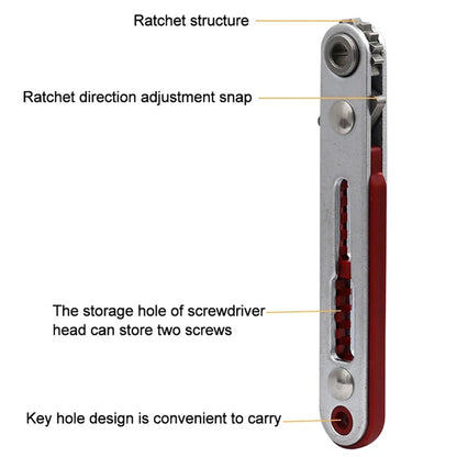 1Pc Flat Head Ratchet Wrench With 10 Pcs Screwdriver Bit 90 Degree Offset Screwdriver Handle With Bit Set Professional Hand Tool