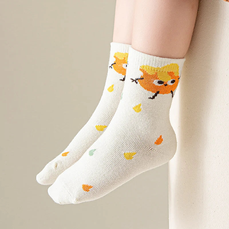 5 Pairs /Lot Baby Girl Soft Boneless Combed Cotton Socks Warm Cartoon Children's Socks For Boys Newborn Floor Socks Miaoyoutong