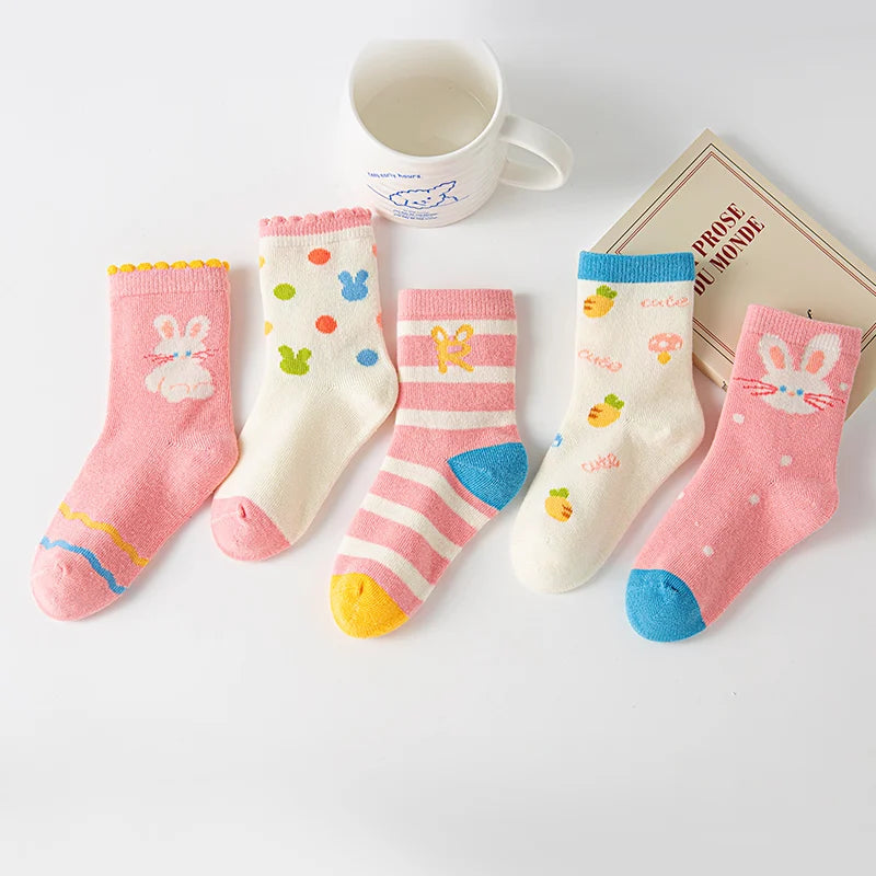 5 Pairs /Lot Baby Girl Soft Boneless Combed Cotton Socks Warm Cartoon Children's Socks For Boys Newborn Floor Socks Miaoyoutong