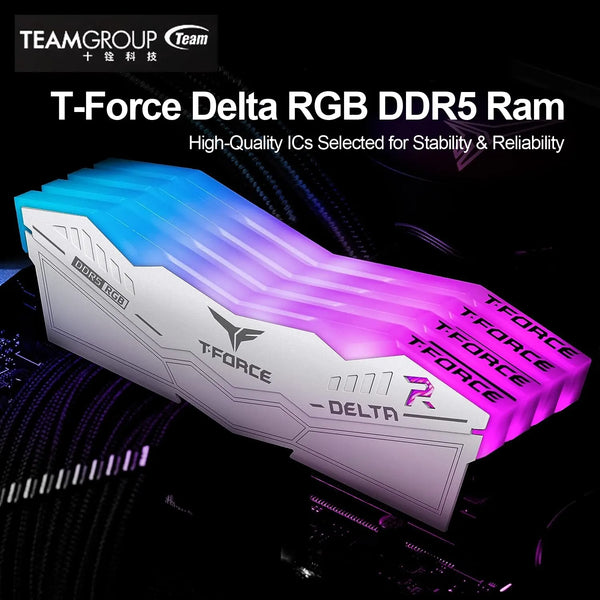 Modulo di memoria desktop TEAMGROUP T-Force Delta RGB DDR5 Ram da 32 GB (2x16 GB) 6000 MHz PC5-48000 CL30 per chipset serie 600 700