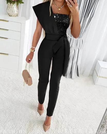 2024 Sleeveless O-neck Jumpsuit Women Patchwork Romper Ladies Sexy Bodysuit Female Jumpsuit Overalls for Women Jumpsuits Elegant