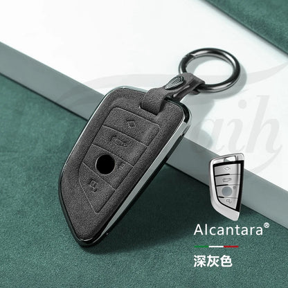 Car Alcantara Key Case Cover Holder Chain For BMW G20 G30 X1 X3 X4 X5 G05 X6 F20 G21 f40 f80 35i 3 5 7 Interior Accessories