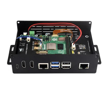 Waveshare Multi-functional All-in-one Mini-Computer Kit Designed for Raspberry Pi 5, Aluminum Alloy Case Option for PCIe adapter