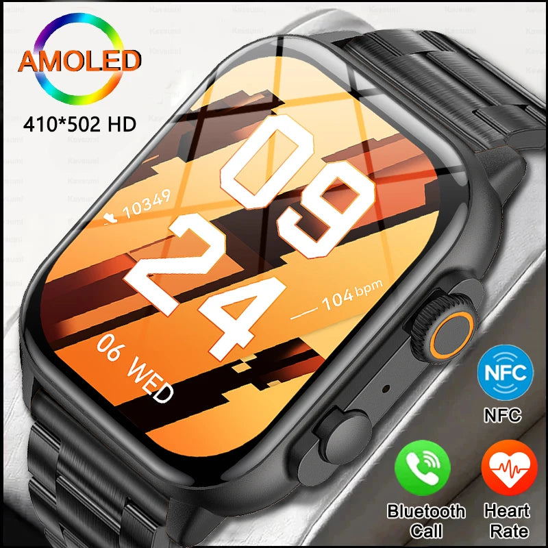 2024 NFC Smartwatch AMOLED Screen Always show Time Bluetooth Call Ultra Watch Series 8 Clock Men Sport Health Women Smart Watch