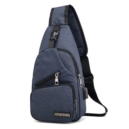 Fashion Boys Shoulder Bag USB Rechargeable Crossbody Bag Men's Anti-theft Multifunctional Chest Bag‘s Travel Backpack Handbag