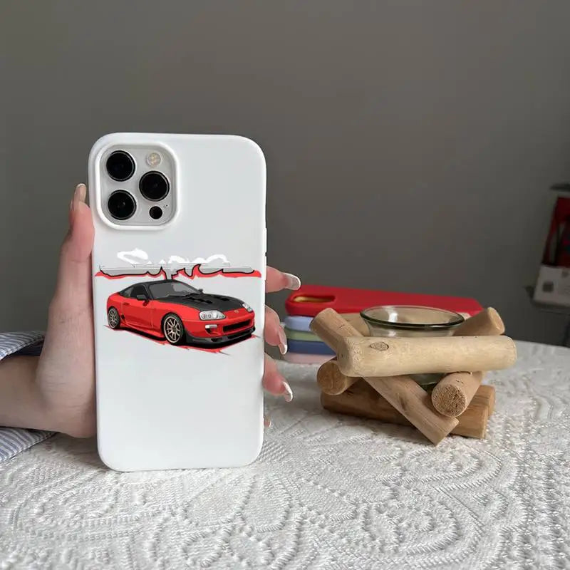 Men Cool Sports Cars JDM Phone Case For iPhone 15 14 13 12 11 Pro Max Mini SE X Xs XR 7 8 Plus Silicone Cover Shockproof Fundas