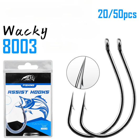 20/50Pcs 8003 Lure Fishing Hooks 3#-3/0# Fishhook High Carbon Steel Barbed Soft Bait Worm Hooks for Carp Fishing Accessories