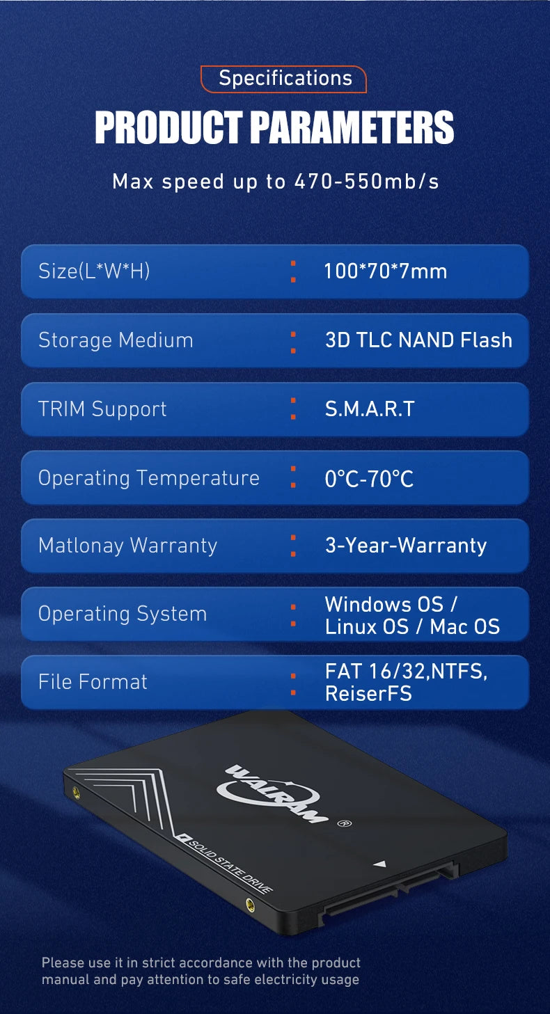 WALRAM SATA3 SSD 128GB 256GB 120GB 480GB 512GB 1TB Hdd 2.5 Hard Disk Disc 2.5 " Internal Solid State Drive 240 gb for laptop