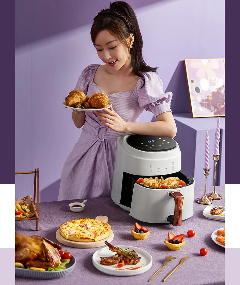 900W 110V-220V Household 8L Air Fryer No Oil Electric Fryer with Gridiron Intelligent Touch Screen Oven for Whole Chicken