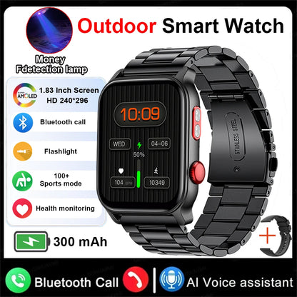 2025 New Flashlight Smart Watch Woman Men HD Touch Screen BT Call Multi Sport Mode Health Monitoring IP68 Waterproof Smartwatch