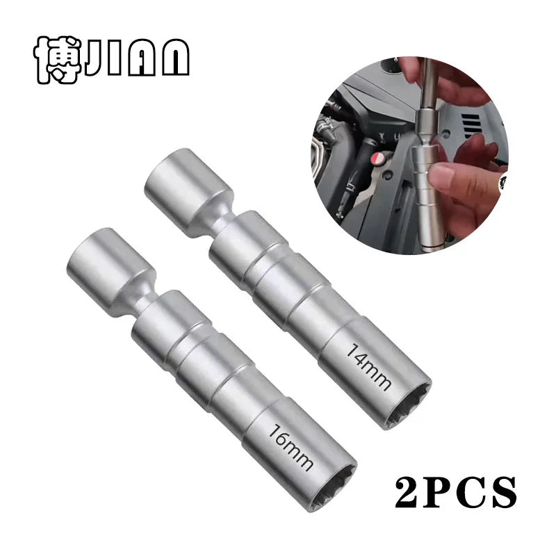 For BMW Mercedes Benz Spark Plug Sleeve Wrench  Socket Magnetic 12-Point Angle Thin Wall Spark Plug Car Removal Tools 14mm 16mm