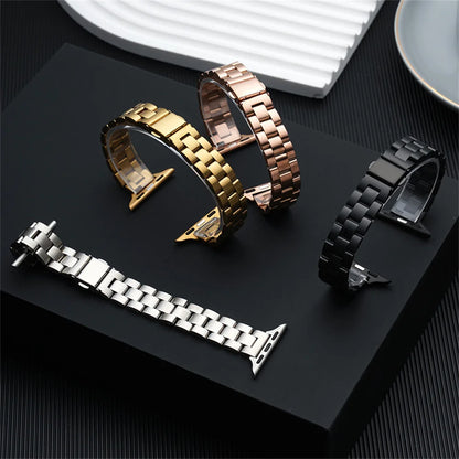 Slim Metal band for apple watch strap 44mm 45mm 40mm 42mm 41mm stainless steel bracelet ultra 2 49mm iwatch series 9 8 7 6 SE 5