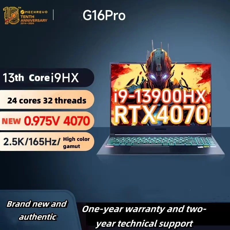 MECHREVO G16 pro I9-13900HX RTX4070 140W 16 inches 165hz 2.5K 100%sRGB 16:10 WIFI6  DDR5  2024 NEW GAMES laptop