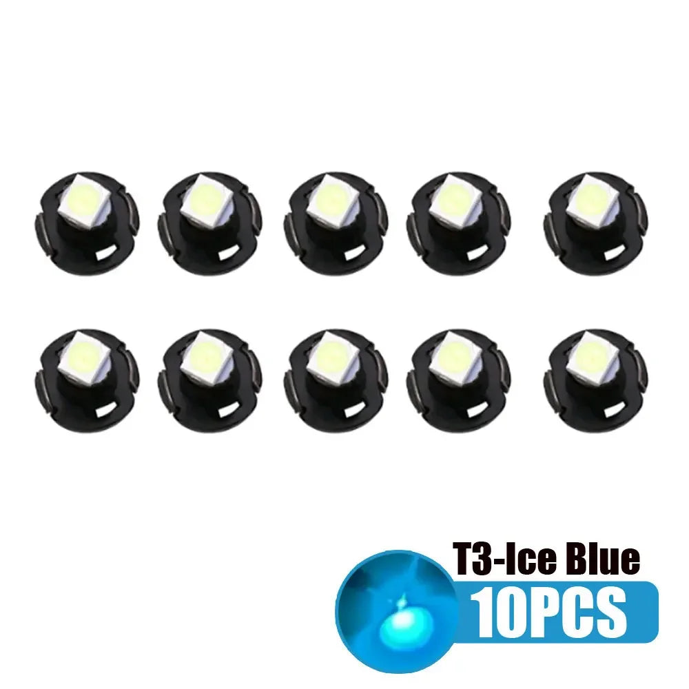 10Pcs T3 LED 3528 1SMD Instruments Panel Light Car Cluster Gauges Dashboard Lamp Wedge Bulbs Universal Car Lights Accessories