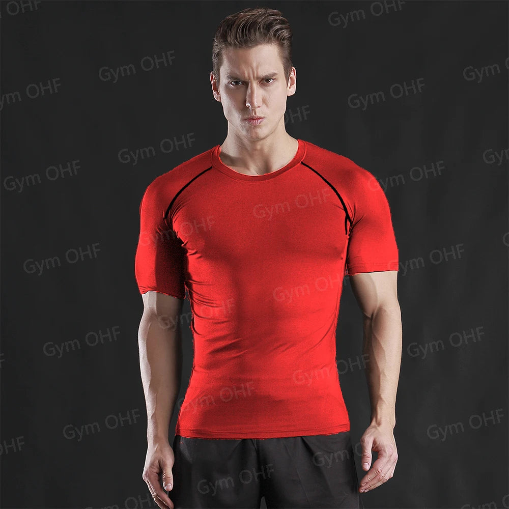 Men Gym Fitness Workout Tights Sport Jersey Athletic Running Shirt Compression Long Sleeve T Shirt Men Elastic Training T-shirt