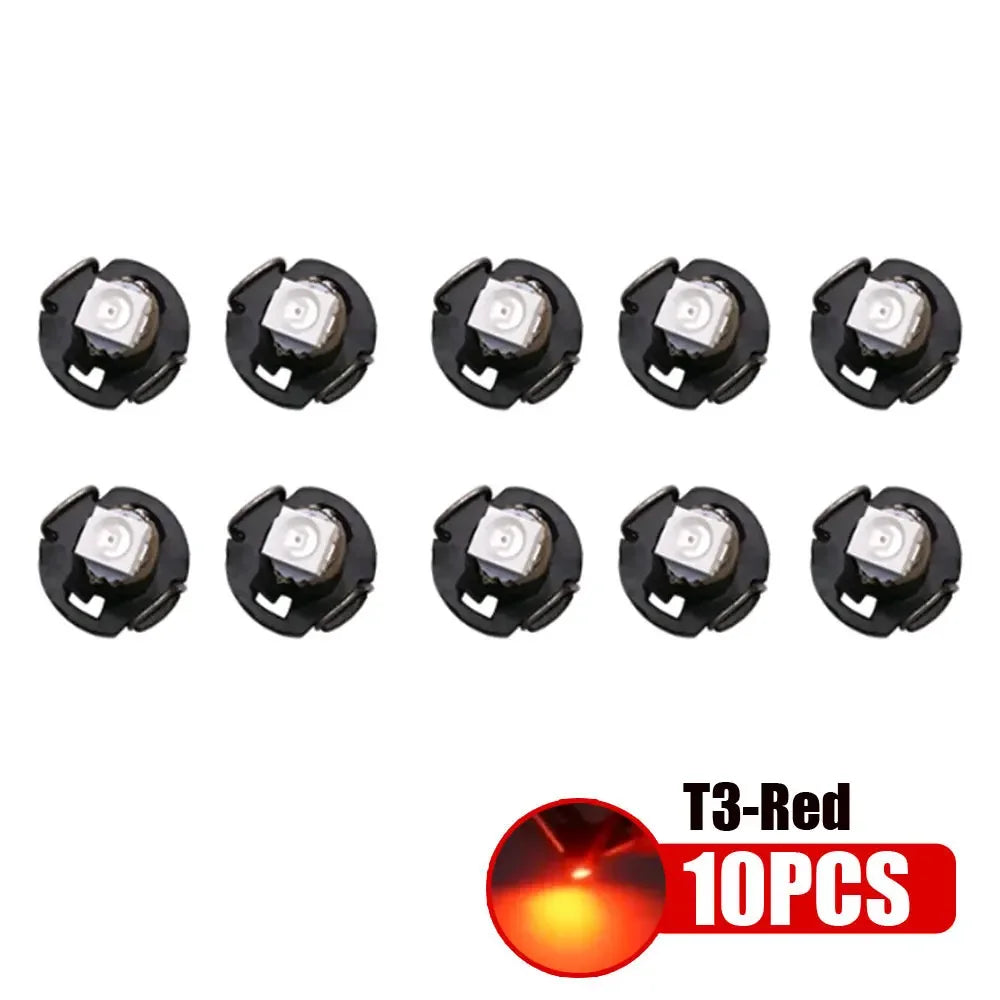 10Pcs T3 LED 3528 1SMD Instruments Panel Light Car Cluster Gauges Dashboard Lamp Wedge Bulbs Universal Car Lights Accessories