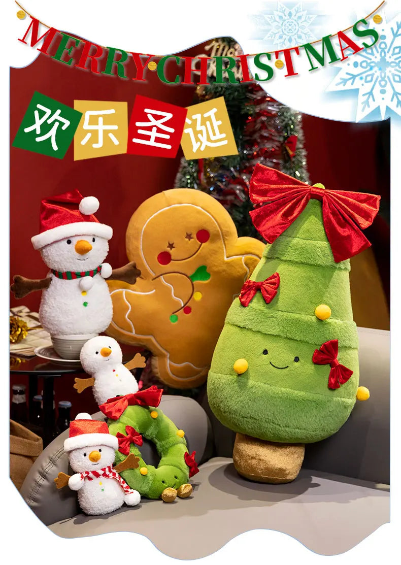 15-60cm Kawaii Santa Claus Snowman Wreath Christmas Tree Plush Toys Christmas Decor Pillow Dolls Stuffed Soft For Baby Kids Gift