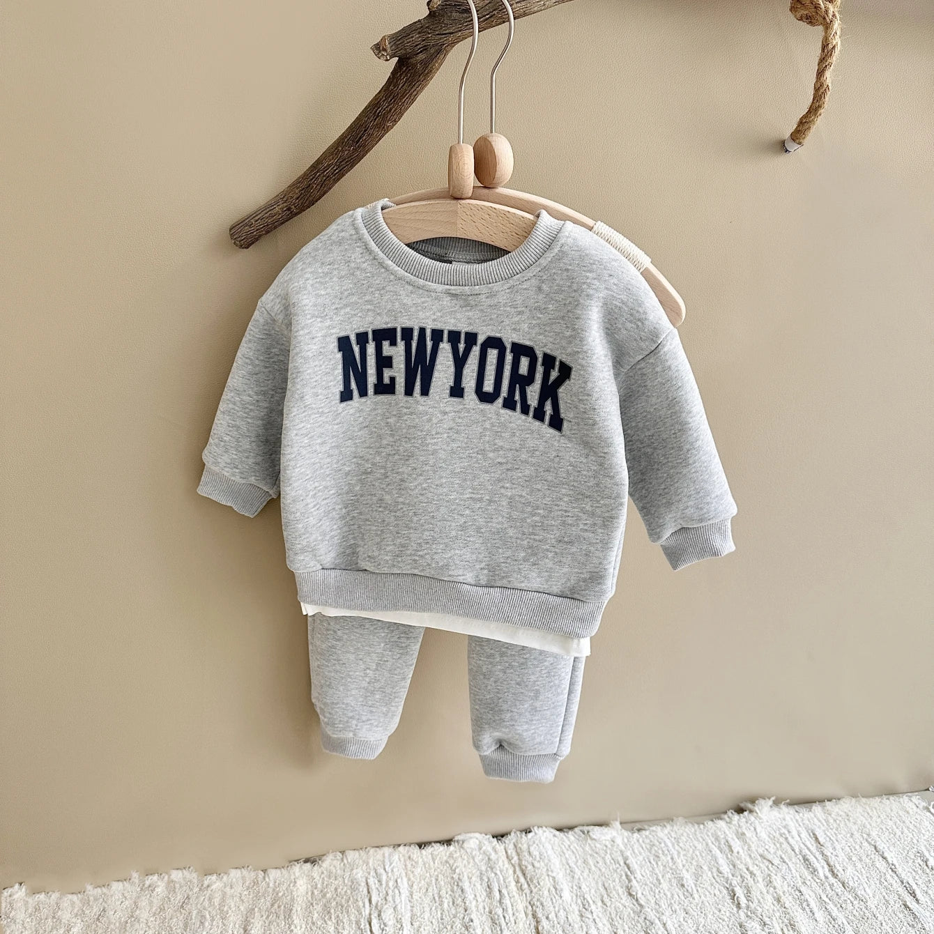 Baby Clothing Set Boys Girls Hoodie 2PCS Set Print Letter Patterns Sports Suit Sweatshirt  Winter Outfit Thickened Clothing