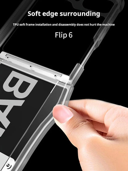 Wrist  Shockproof Cover For Samsung Galaxy Z Flip 4 5 3 6 Flip6 Flip3 Zflip5 Flip4Transparent Airbag Shell Hinge Soft  Case