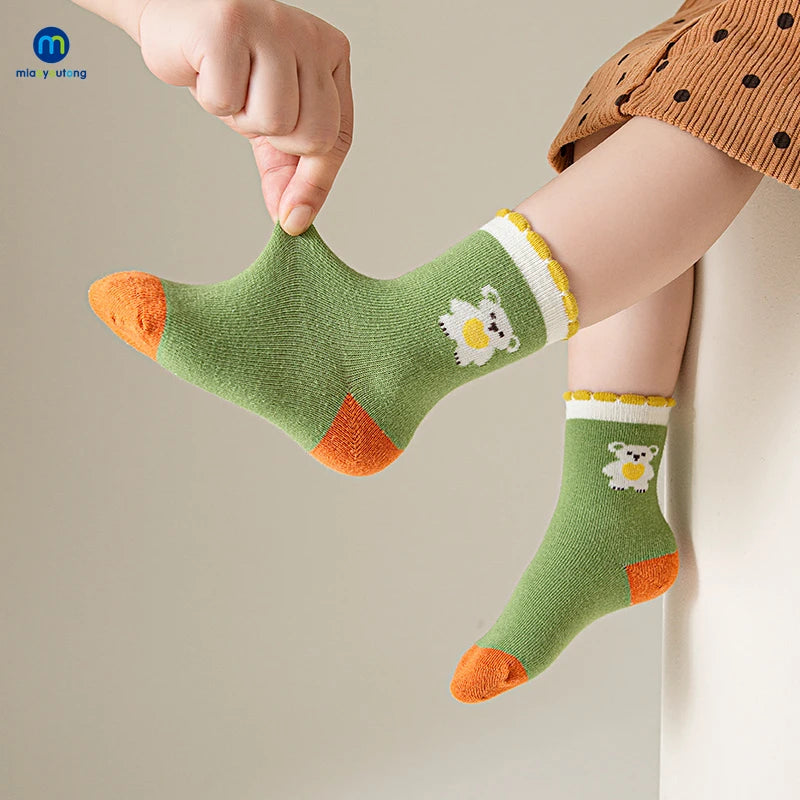 5 Pairs /Lot Baby Girl Soft Boneless Combed Cotton Socks Warm Cartoon Children's Socks For Boys Newborn Floor Socks Miaoyoutong