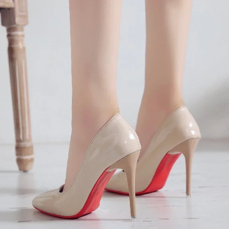 2024 New Women's High Heels Red Sole Pointed Toe Stiletto Heels Classic Style Wedding Dinner Complete Colors Shallow Top Shoes