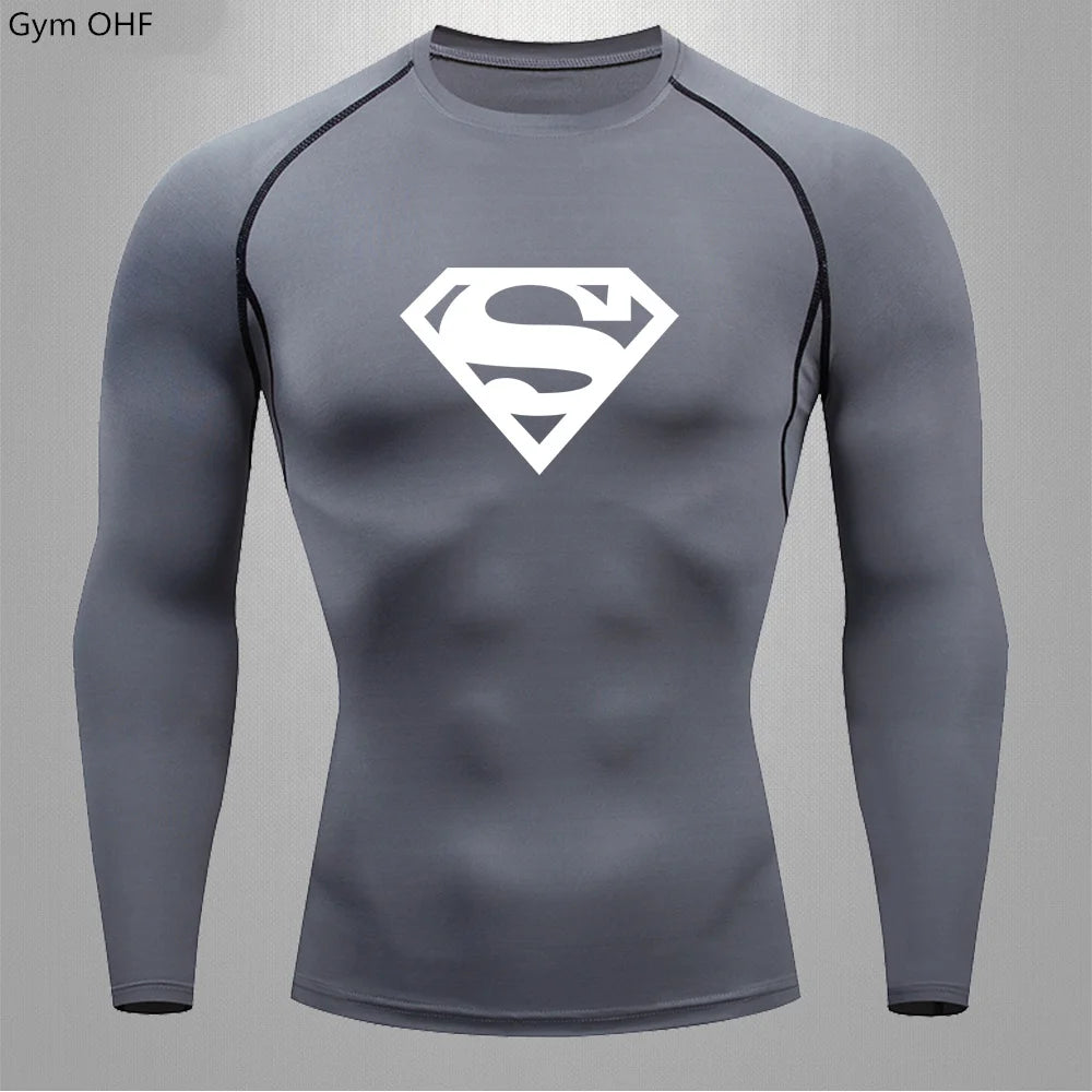 Men Gym Fitness Workout Tights Sport Jersey Athletic Running Shirt Compression Long Sleeve T Shirt Men Elastic Training T-shirt