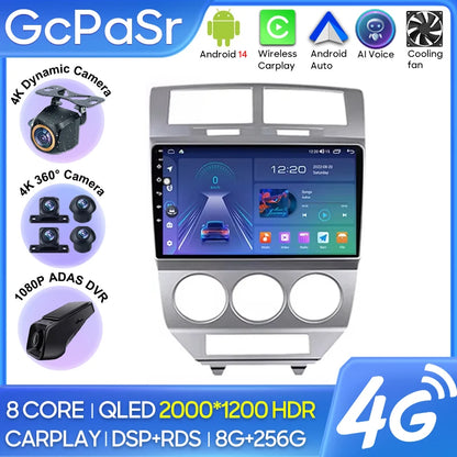 Car Radio Android 13 For Dodge Caliber 2007 - 2010 GPS Navigation Video Auto Stereo Multimedia Player Screen No 2din 5G Wifi DVD