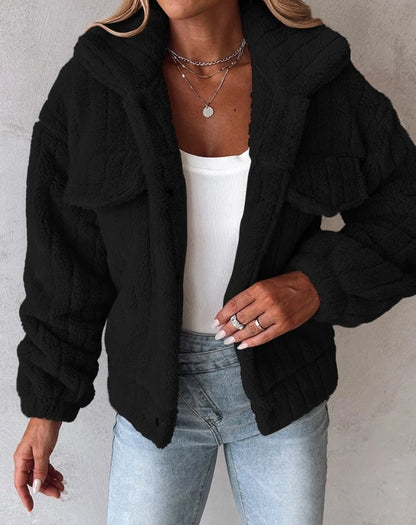 Woman Fashion Teddy Jacket New Winter Women's Thicken Casual Long Sleeves Turn-Down Collar Buttoned Coats Temperament Commuting