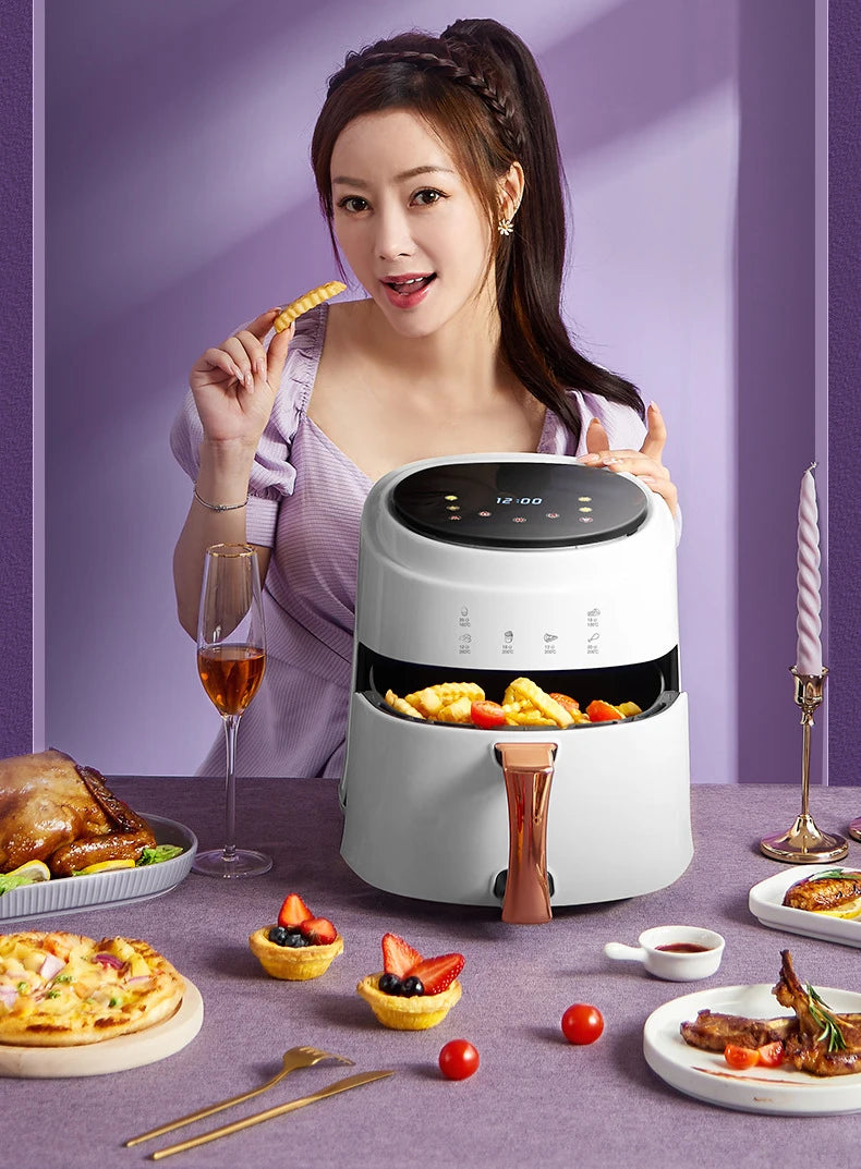 900W 110V-220V Household 8L Air Fryer No Oil Electric Fryer with Gridiron Intelligent Touch Screen Oven for Whole Chicken