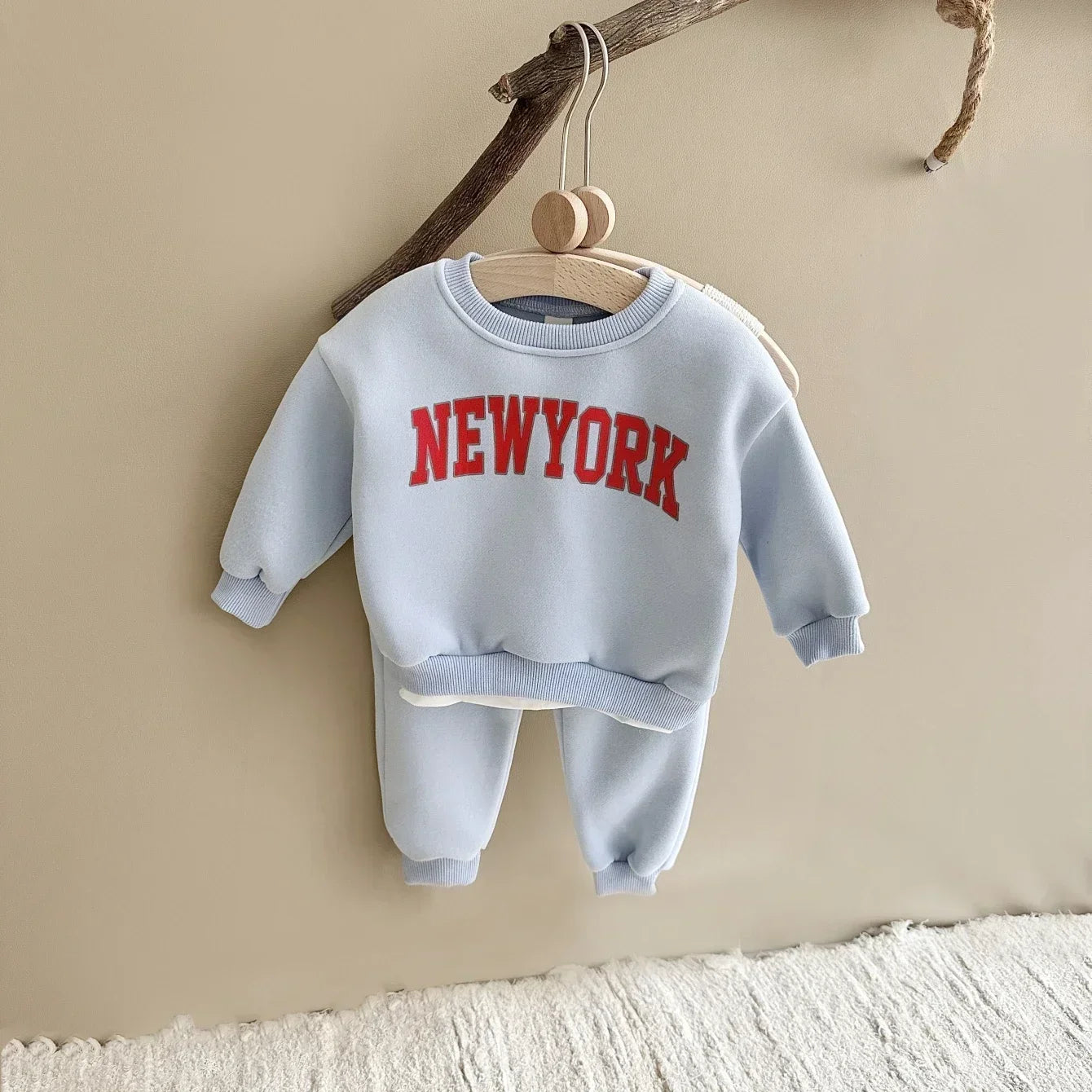 Baby Clothing Set Boys Girls Hoodie 2PCS Set Print Letter Patterns Sports Suit Sweatshirt  Winter Outfit Thickened Clothing