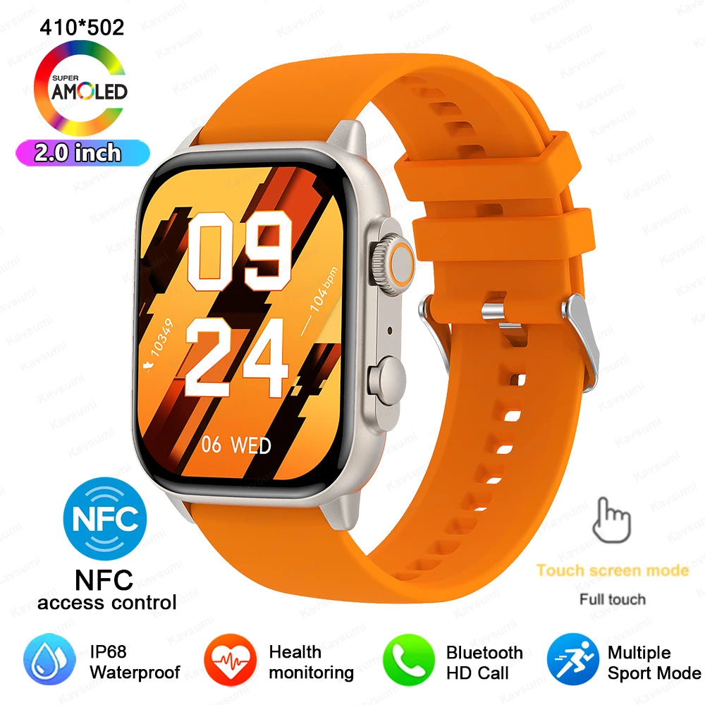 2024 NFC Smartwatch AMOLED Screen Always show Time Bluetooth Call Ultra Watch Series 8 Clock Men Sport Health Women Smart Watch