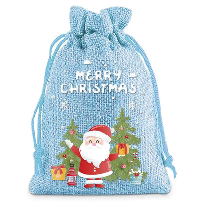 Linen Cotton Drawstring Bags Merry Christmas Decoration 2024 Christmas Navidad Natal New Year 2025 Packing Gift Candy Bag